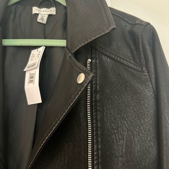 Topshop Black Leather Biker Jacket - Picture 4 of 5